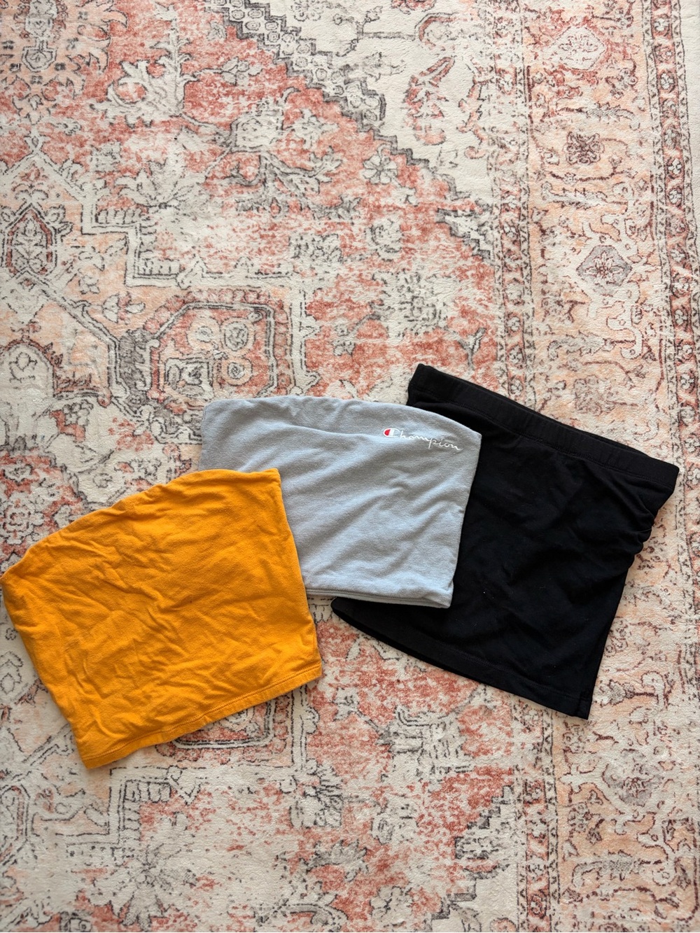 Champion 3-Pack Tube Tops in Mustard, Light Gray, and Black